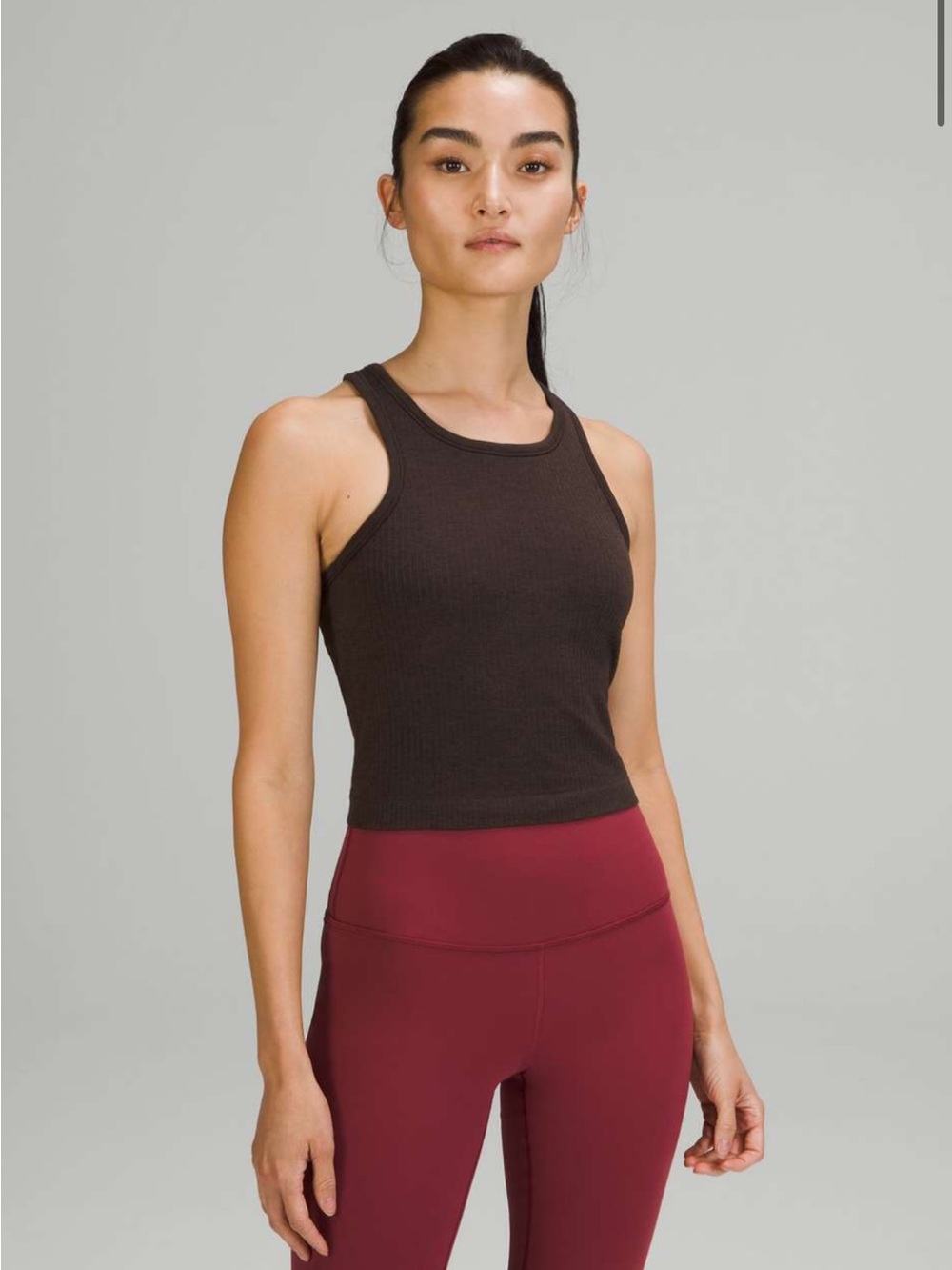 Lululemon Ebb to Street Cropped Racerback Tank Top - French Press Brown Size 8